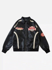 American Retro Patchwork Motorcycle Jacket