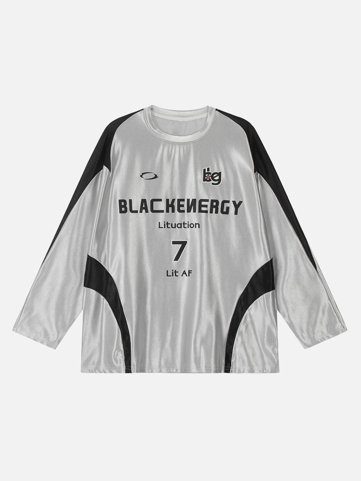 American Retro Patchwork Print Long-Sleeved T-Shirt