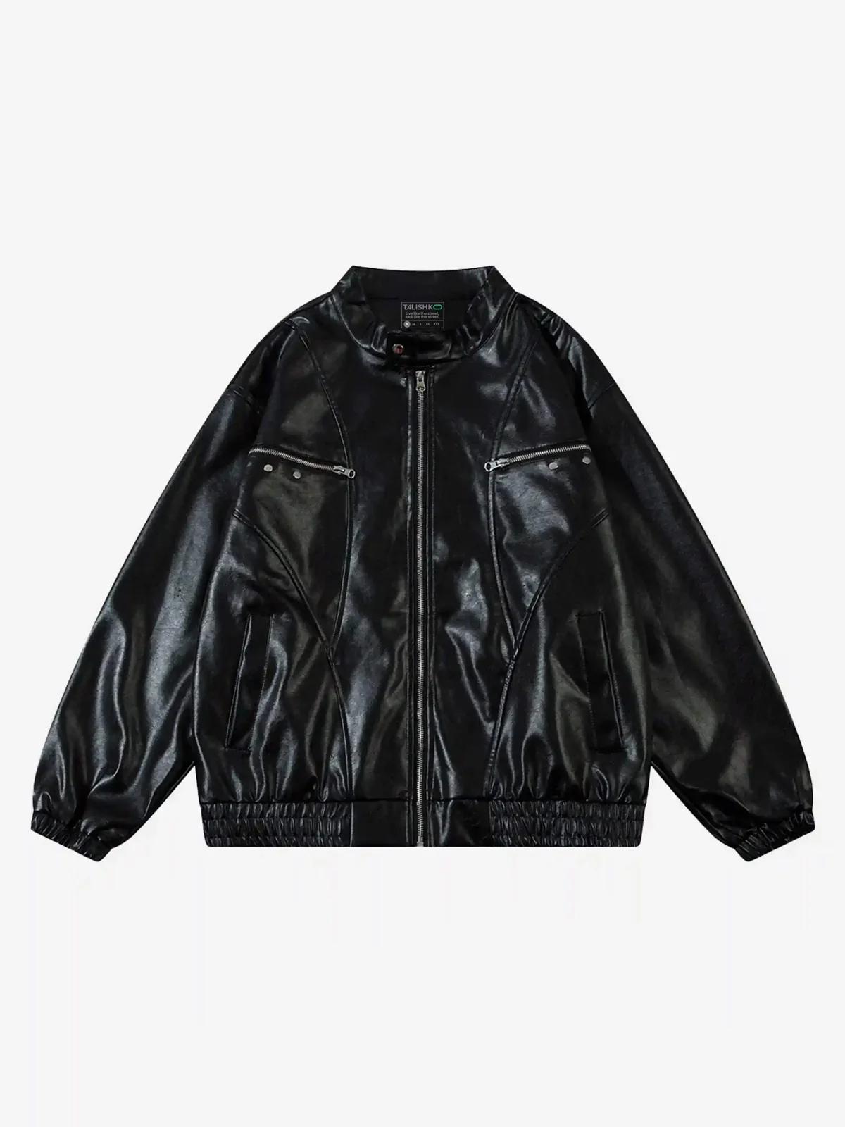 American Retro Script Embroidered Motorcycle Jacket