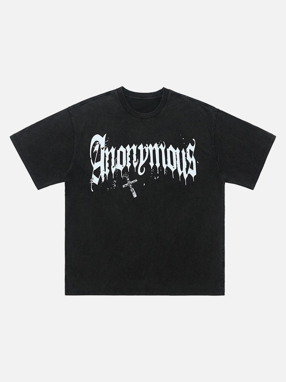American Street Heavy Washed Distressed Gothic Cross T-Shirt