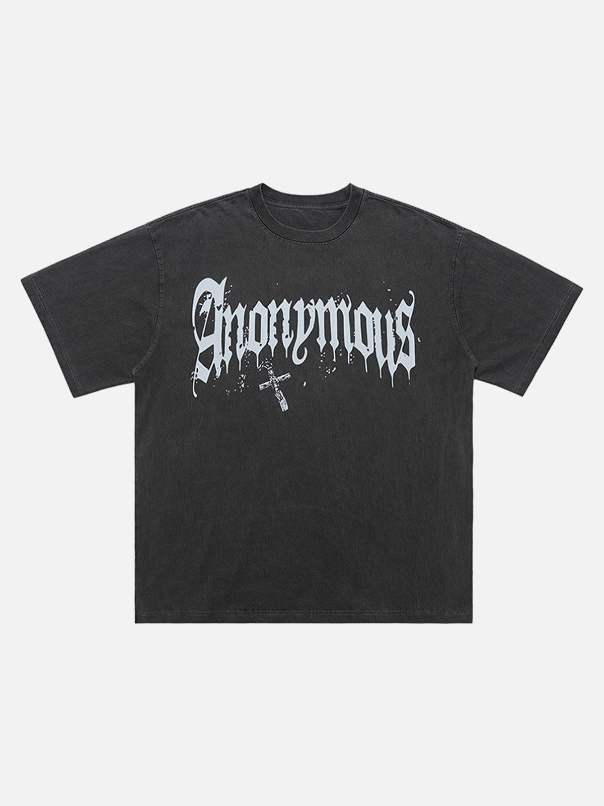 American Street Heavy Washed Distressed Gothic Cross T-Shirt