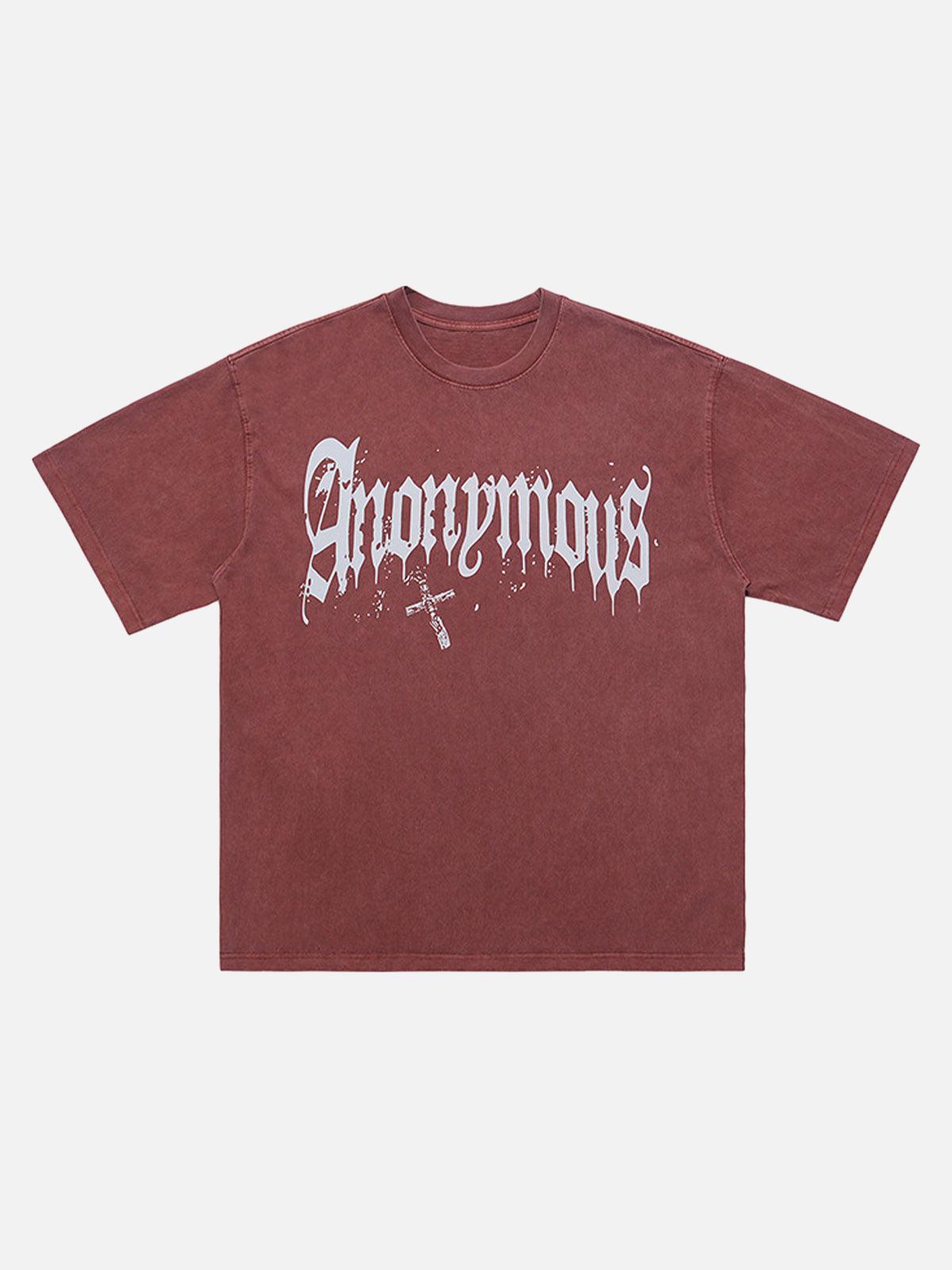 American Street Heavy Washed Distressed Gothic Cross T-Shirt