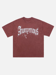 American Street Heavy Washed Distressed Gothic Cross T-Shirt