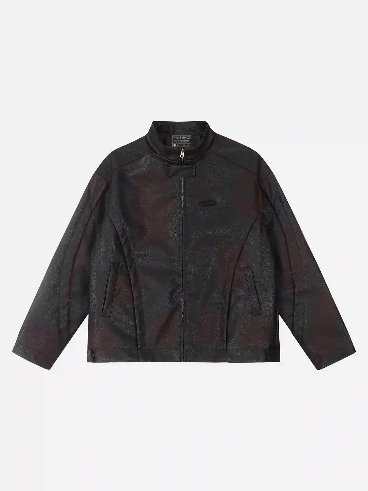American Style 3D Embroidery Spray Color Motorcycle Jacket