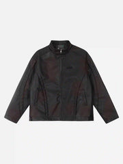 American Style 3D Embroidery Spray Color Motorcycle Jacket