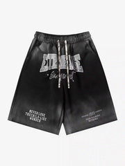 American Style Distressed Gradient Print Shorts