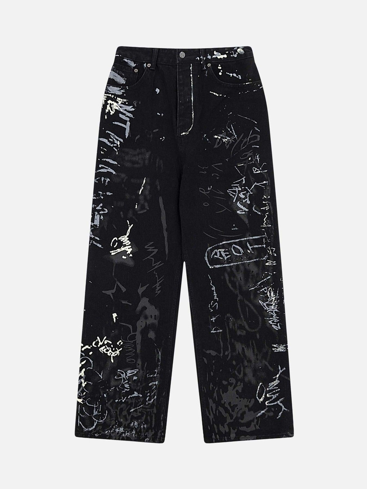 Americana Graffiti Letter Print Jeans