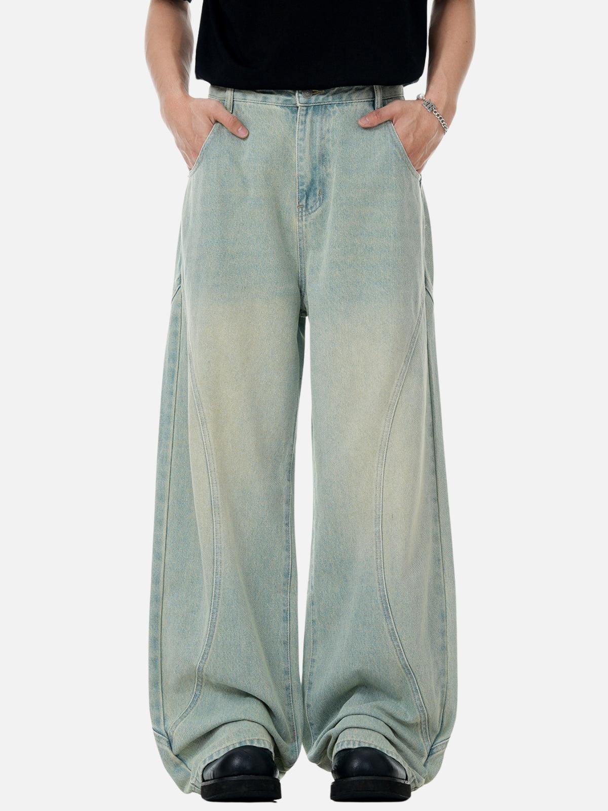 Arc Patchwork Washed Loose Jeans