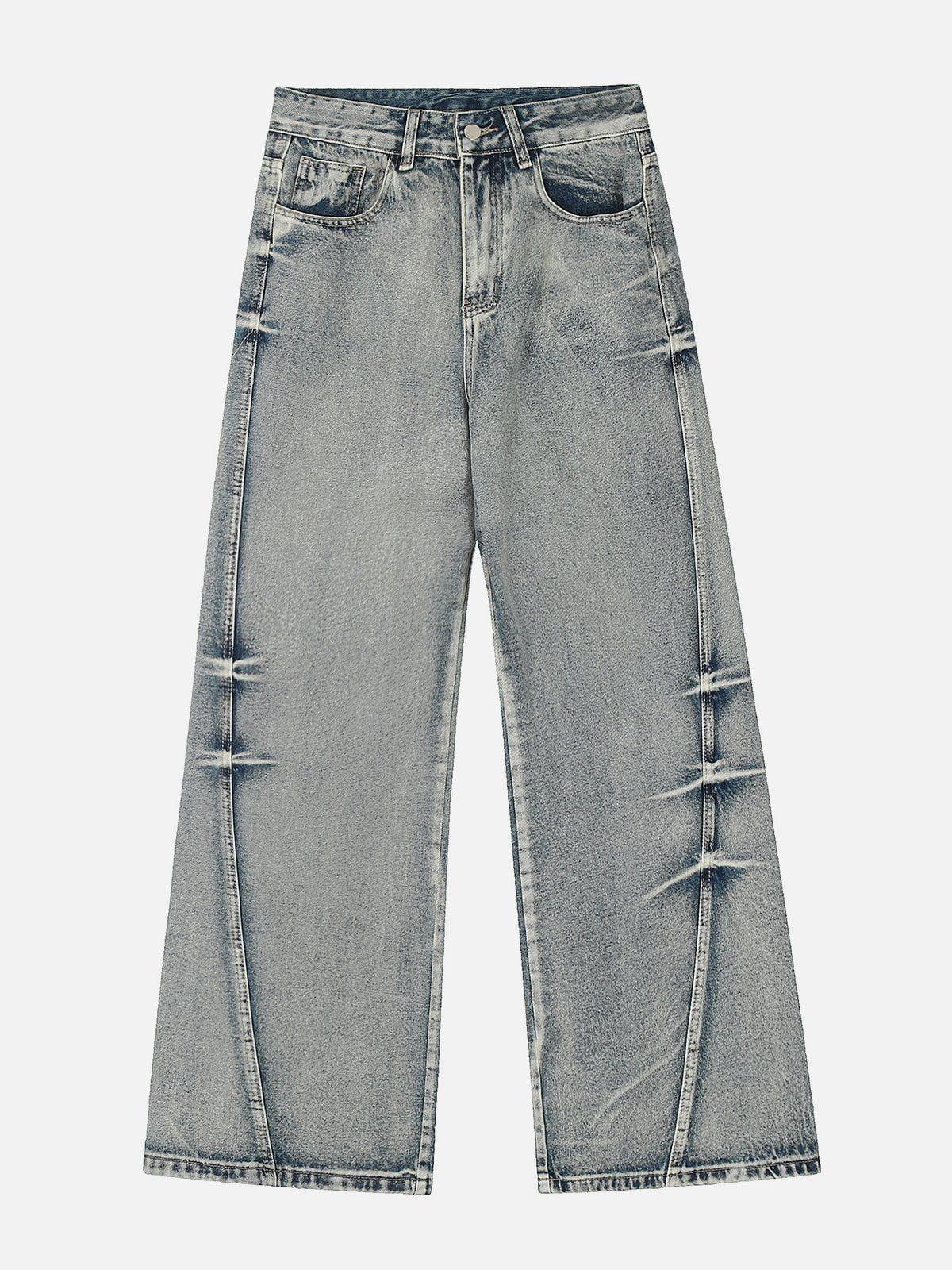 Arc-Stitched Washed Jeans