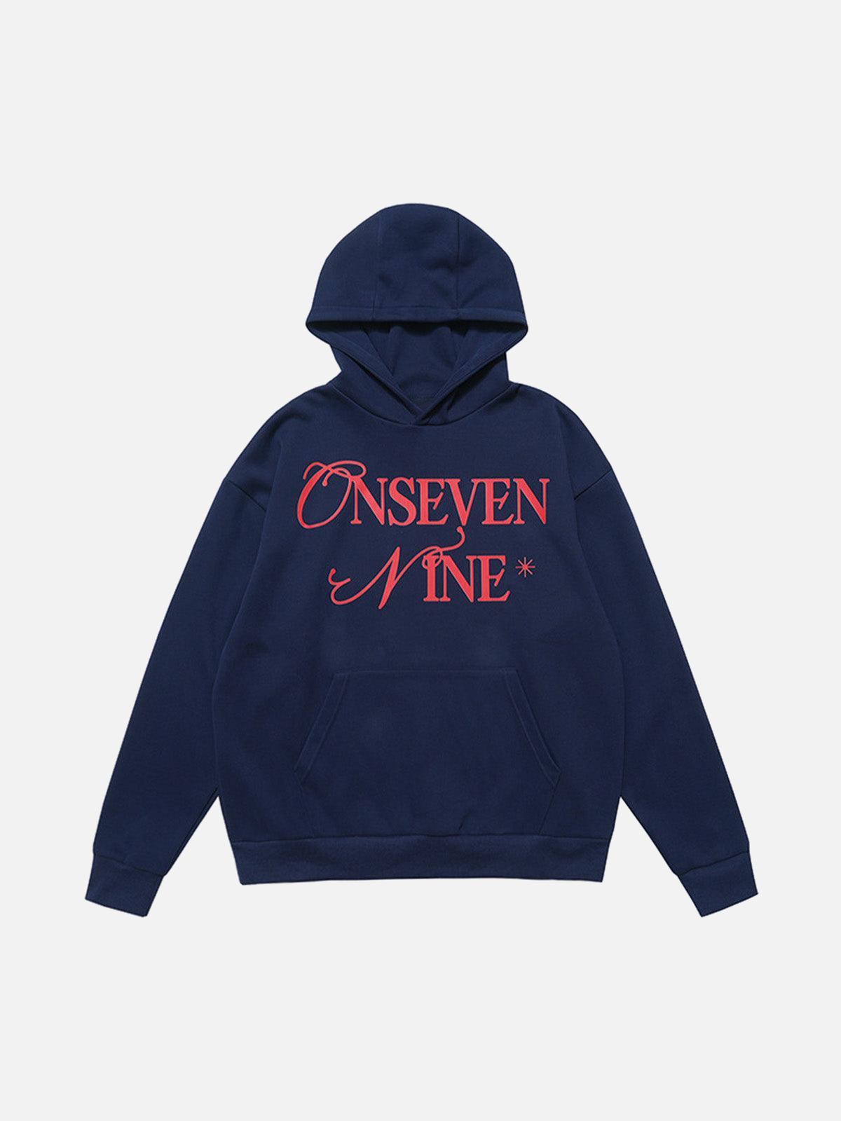 Basic Letter Print Fleece Hoodie