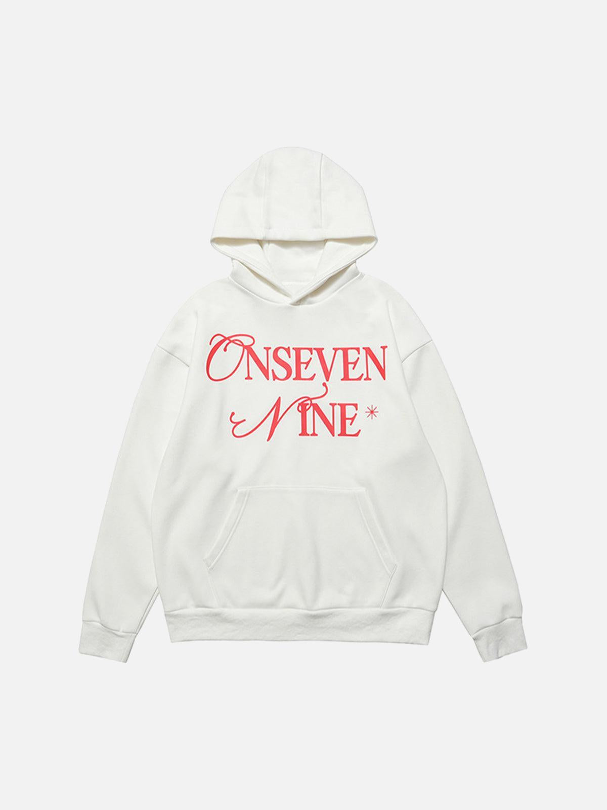 Basic Letter Print Fleece Hoodie