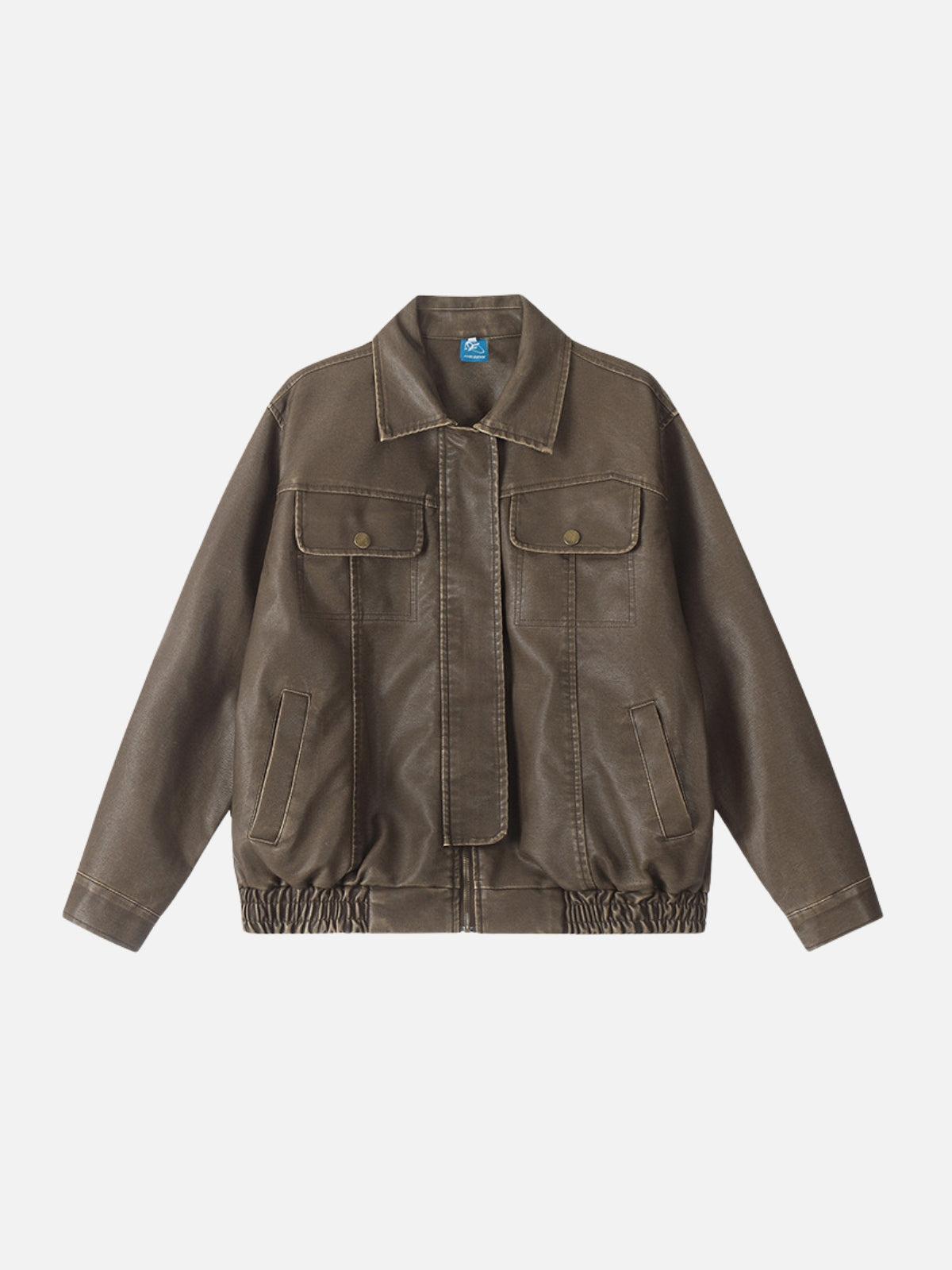 Basic Pocket Faux Leather Jacket