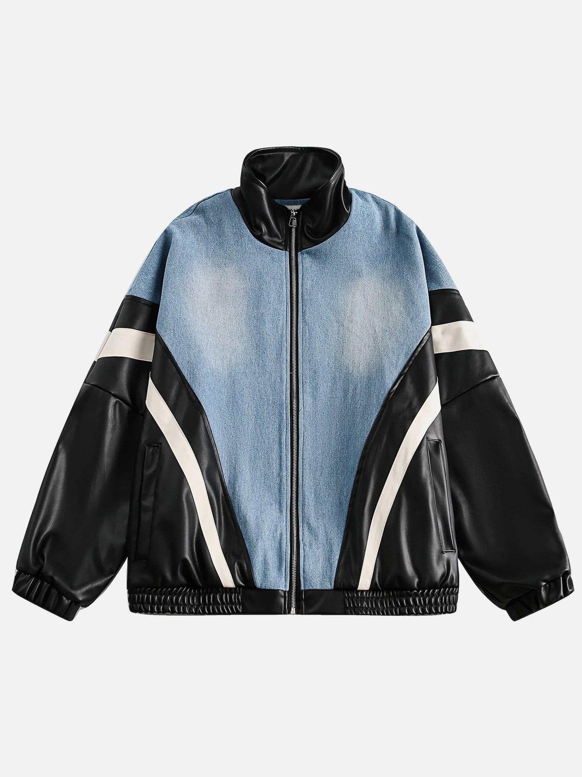 Batwing Sleeves Faux Leather Jacket
