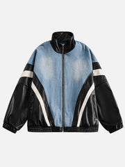 Batwing Sleeves Faux Leather Jacket