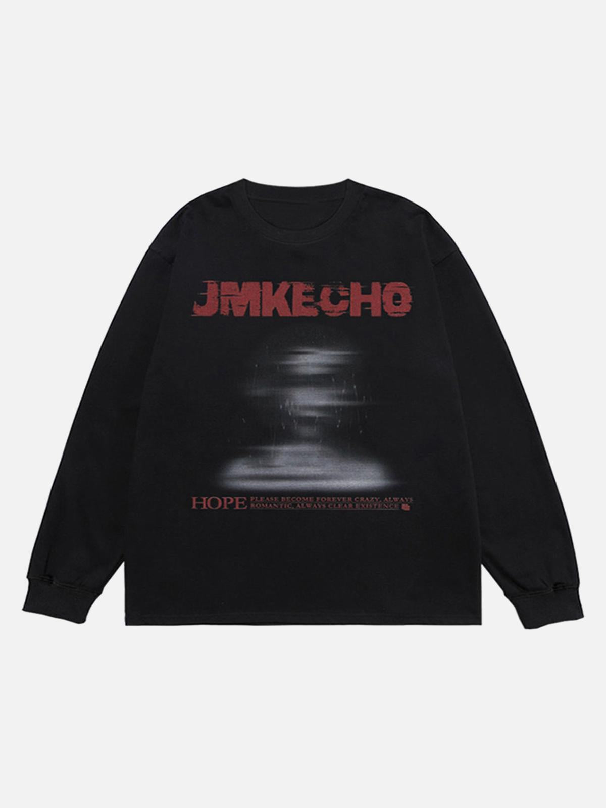 Blurred Silhouette Print Long Sleeve T-Shirt