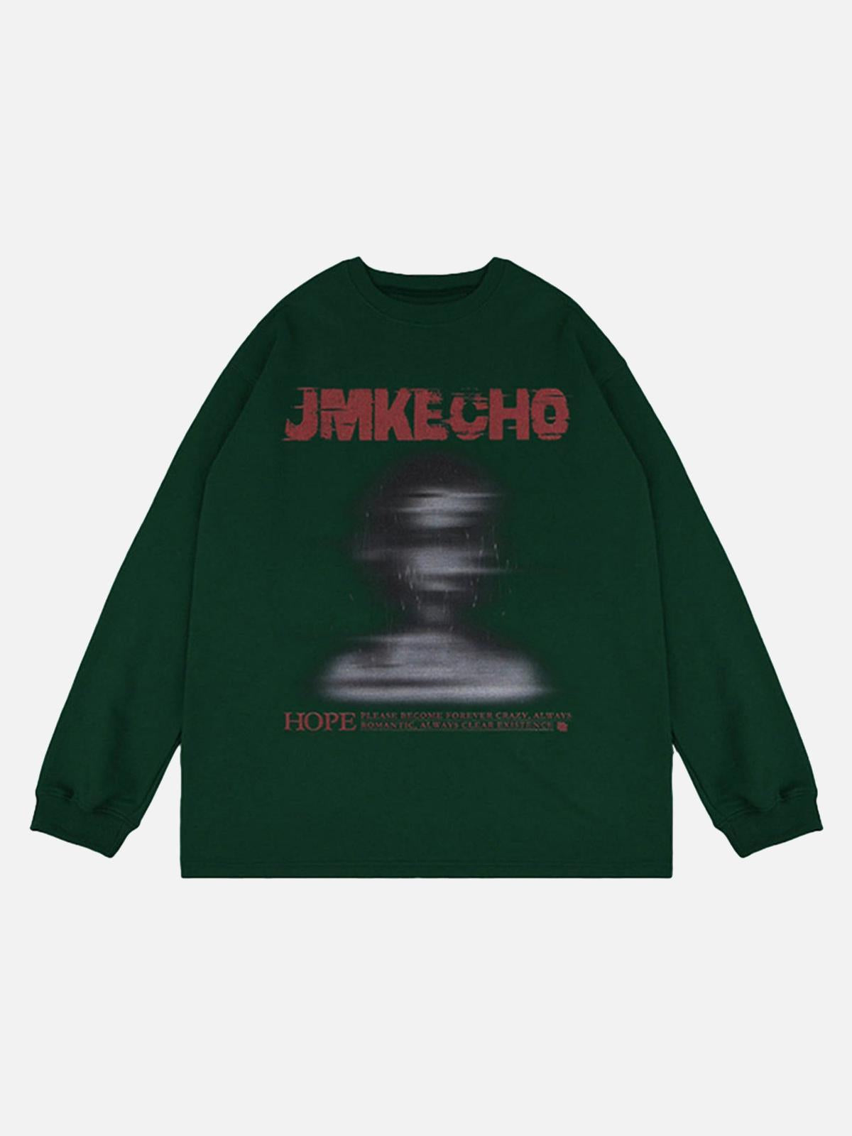 Blurred Silhouette Print Long Sleeve T-Shirt
