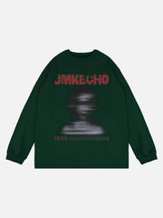 Blurred Silhouette Print Long Sleeve T-Shirt