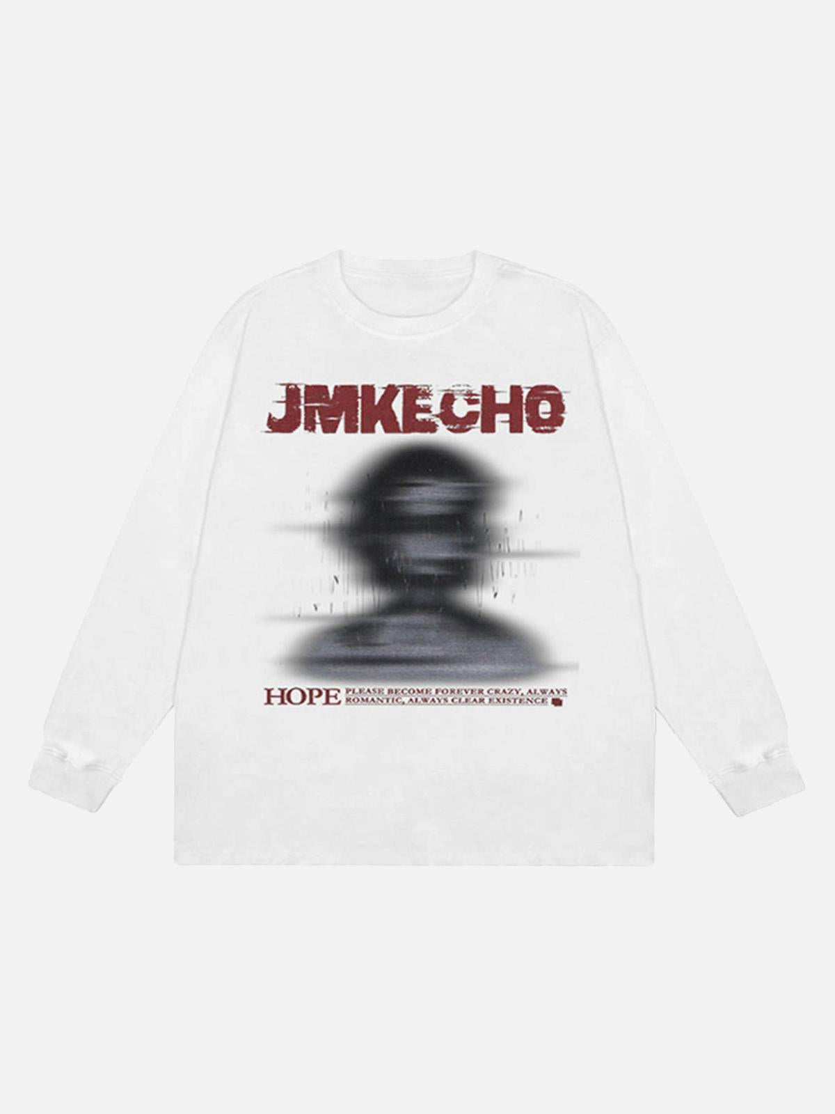Blurred Silhouette Print Long Sleeve T-Shirt
