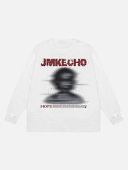 Blurred Silhouette Print Long Sleeve T-Shirt