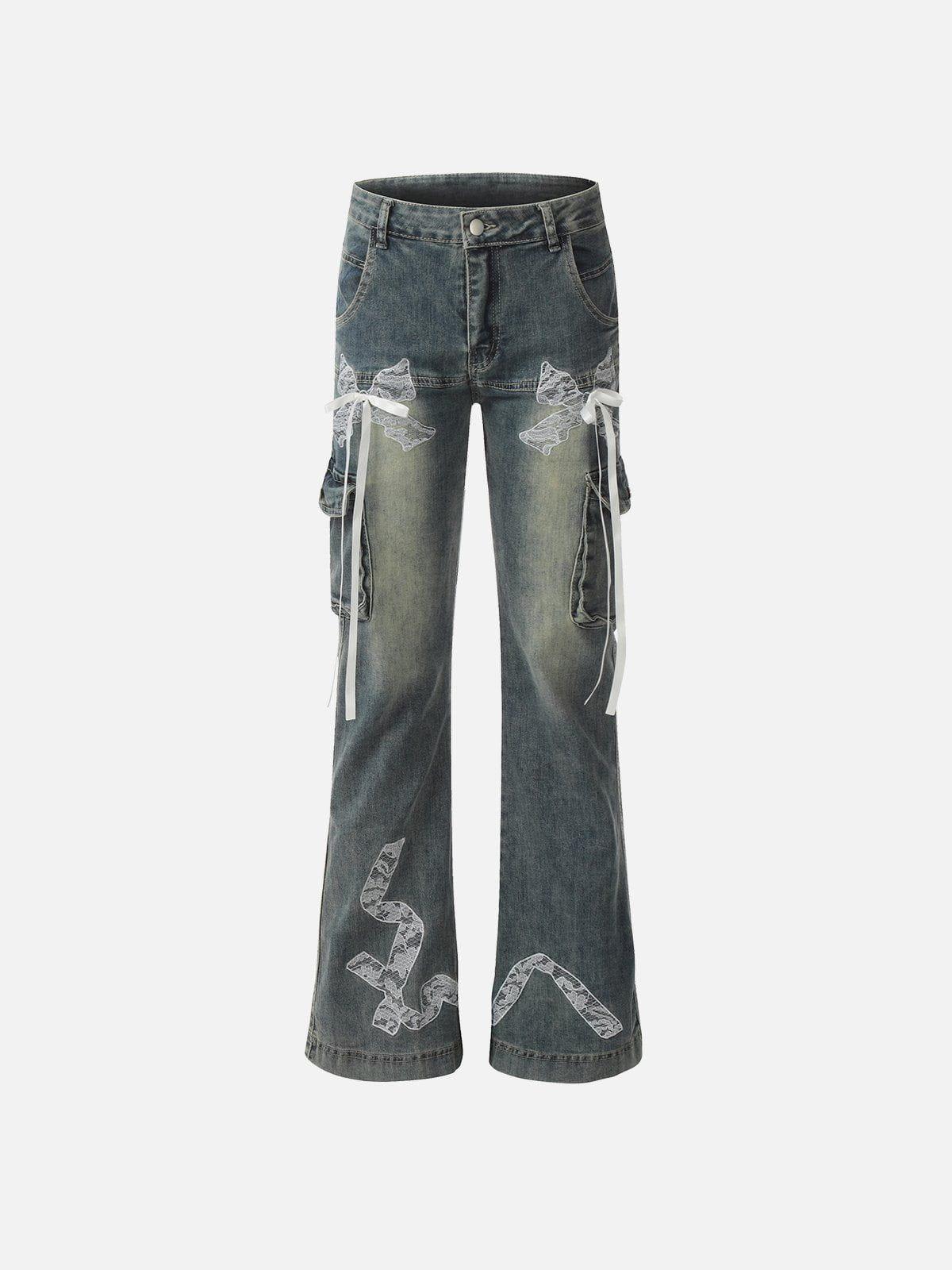 Bow Multi Pocket Washed Jeans