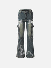 Bow Multi Pocket Washed Jeans