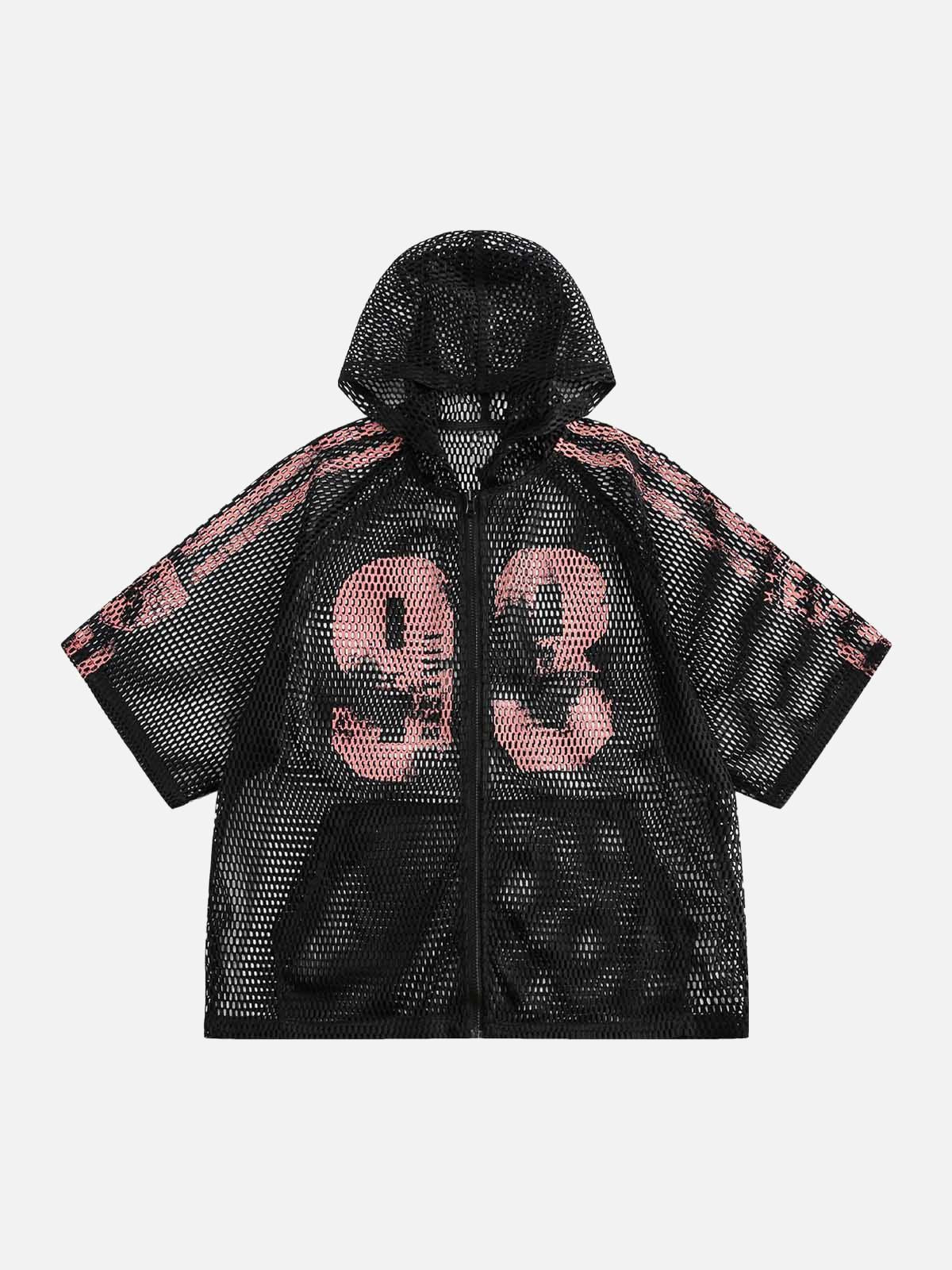 Breathable Mesh Hooded Snake Print Jersey T-Shirt