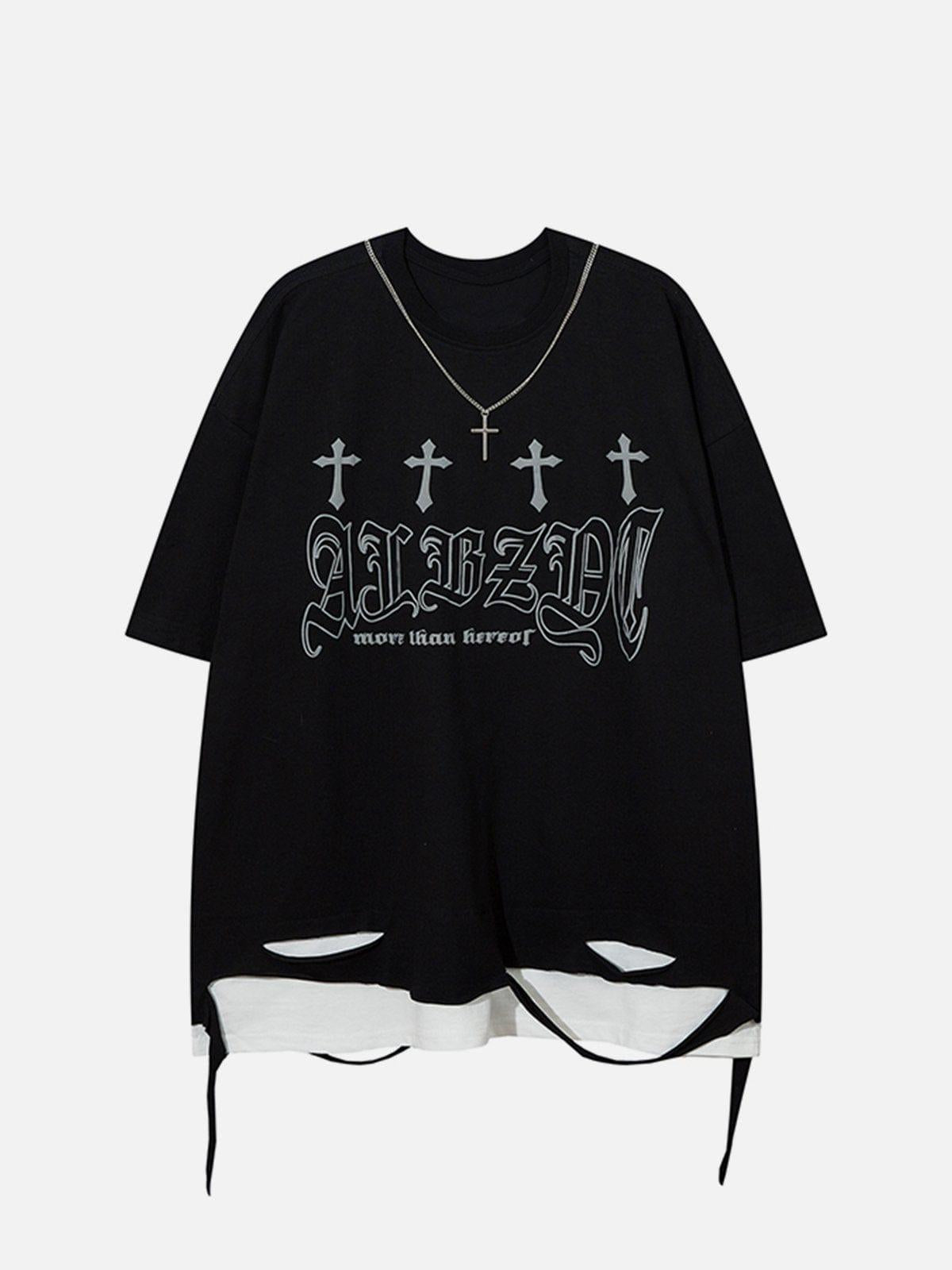 Broken Hole Fake Two Pieces Tee