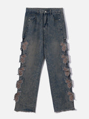 Butterfly Leg Cutout Jeans