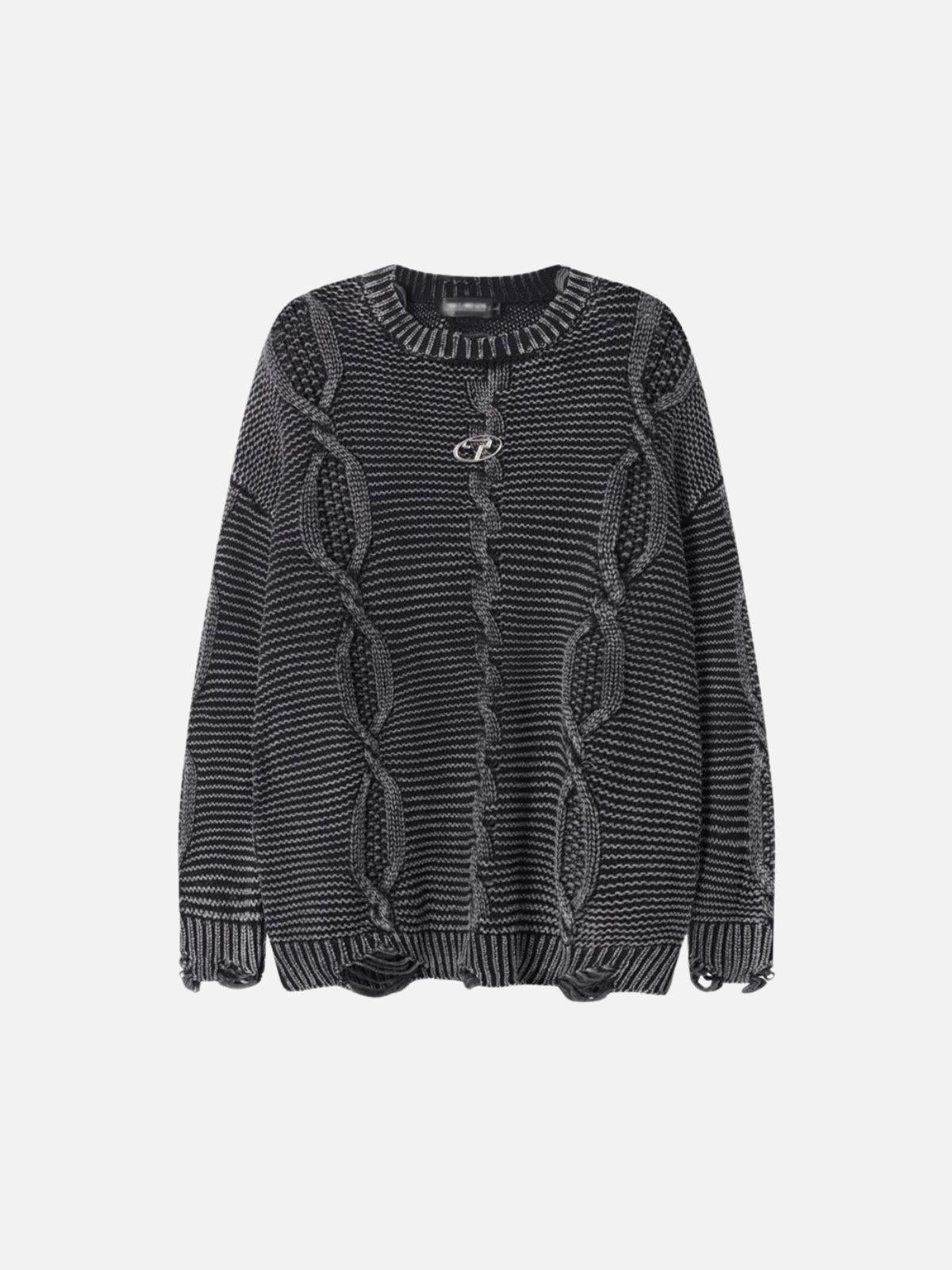 Cable Knit Ripped Sweater