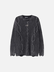 Cable Knit Ripped Sweater