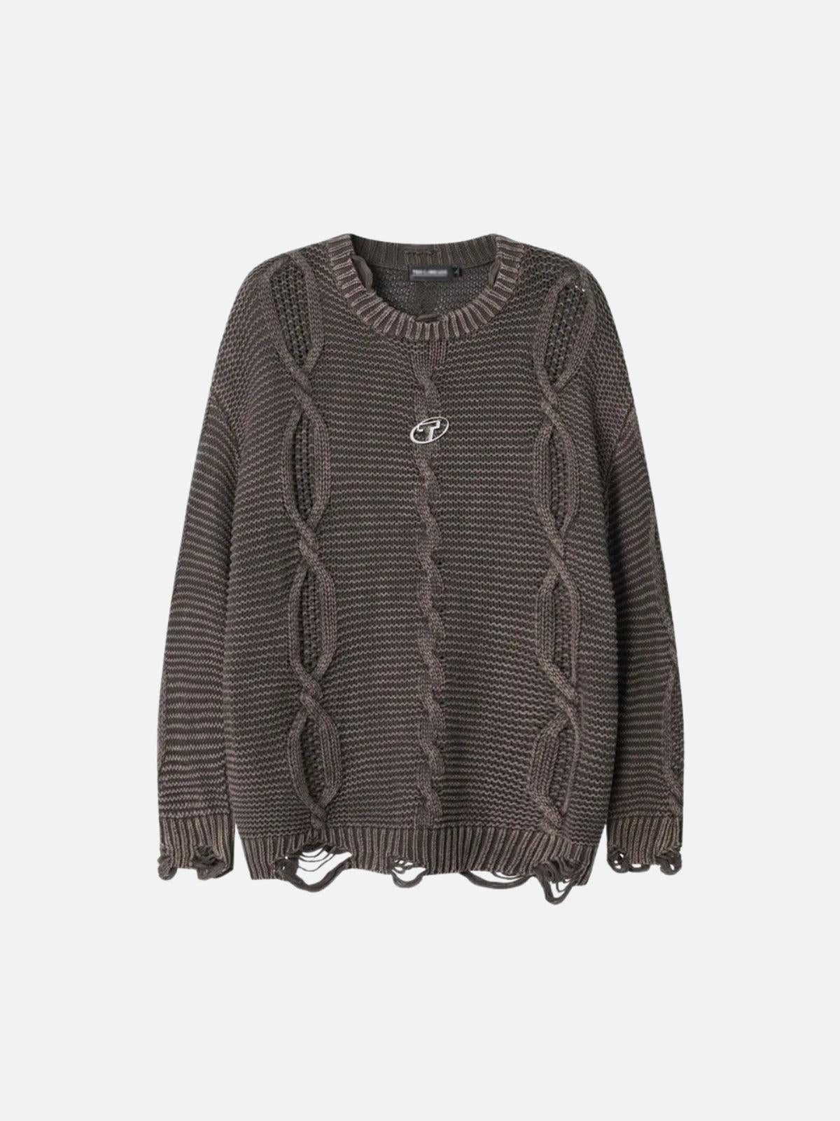 Cable Knit Ripped Sweater