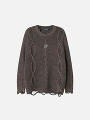 Cable Knit Ripped Sweater
