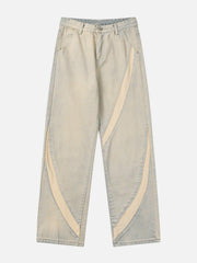 Cambered Patchwork Straight-Leg Jeans