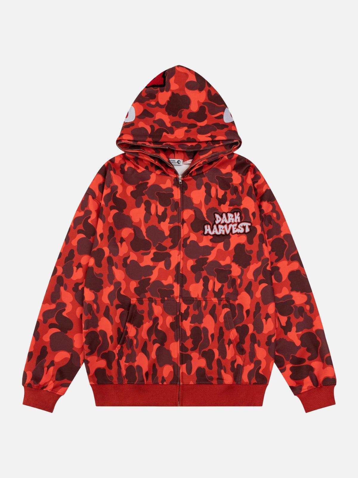 Camouflage Double Cap Design Hoodie