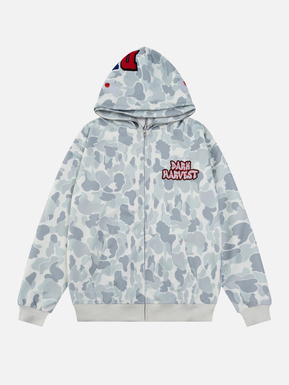 Camouflage Double Cap Design Hoodie