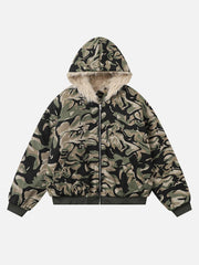 Camouflage Fur Zipper Hoodie