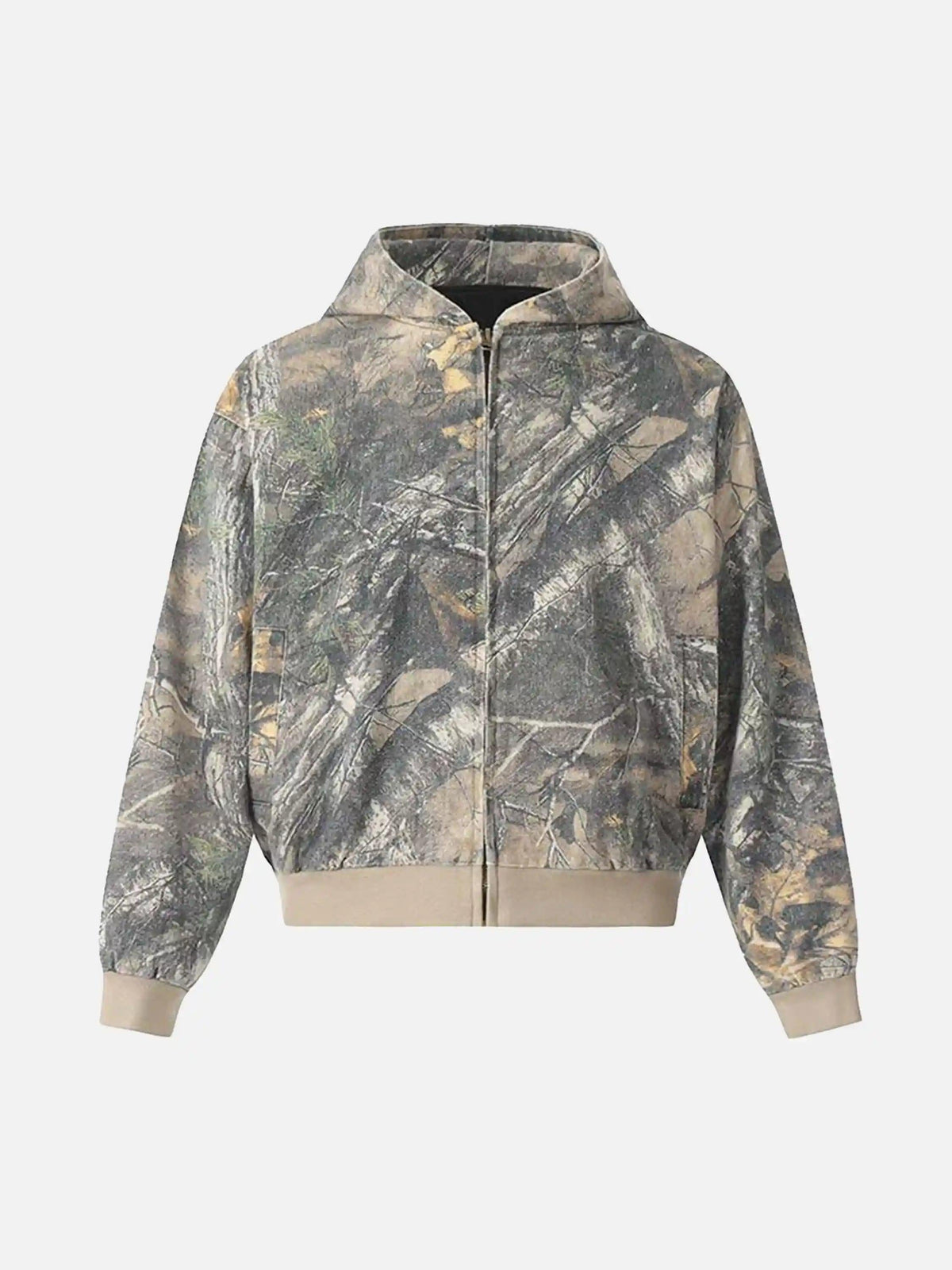 Camouflage Print Zip-Up Hoodie