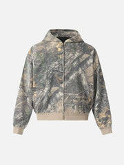 Camouflage Print Zip-Up Hoodie