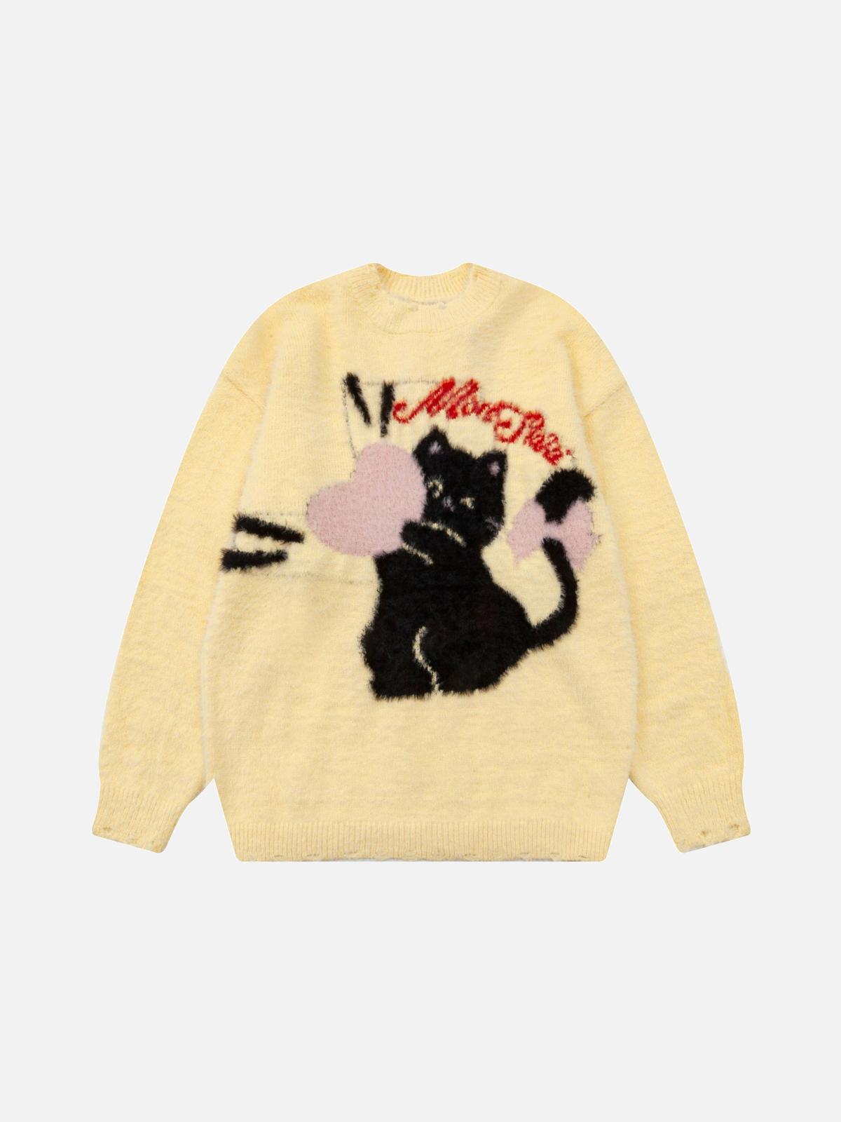 Cartoon Cat Jacquard Sweater