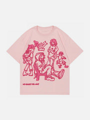 Cartoon Line Character Print Tee