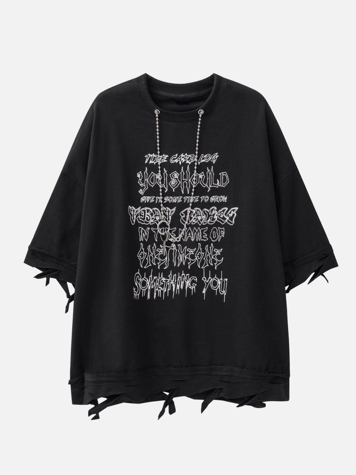 Chain Decoration Distressed Tee