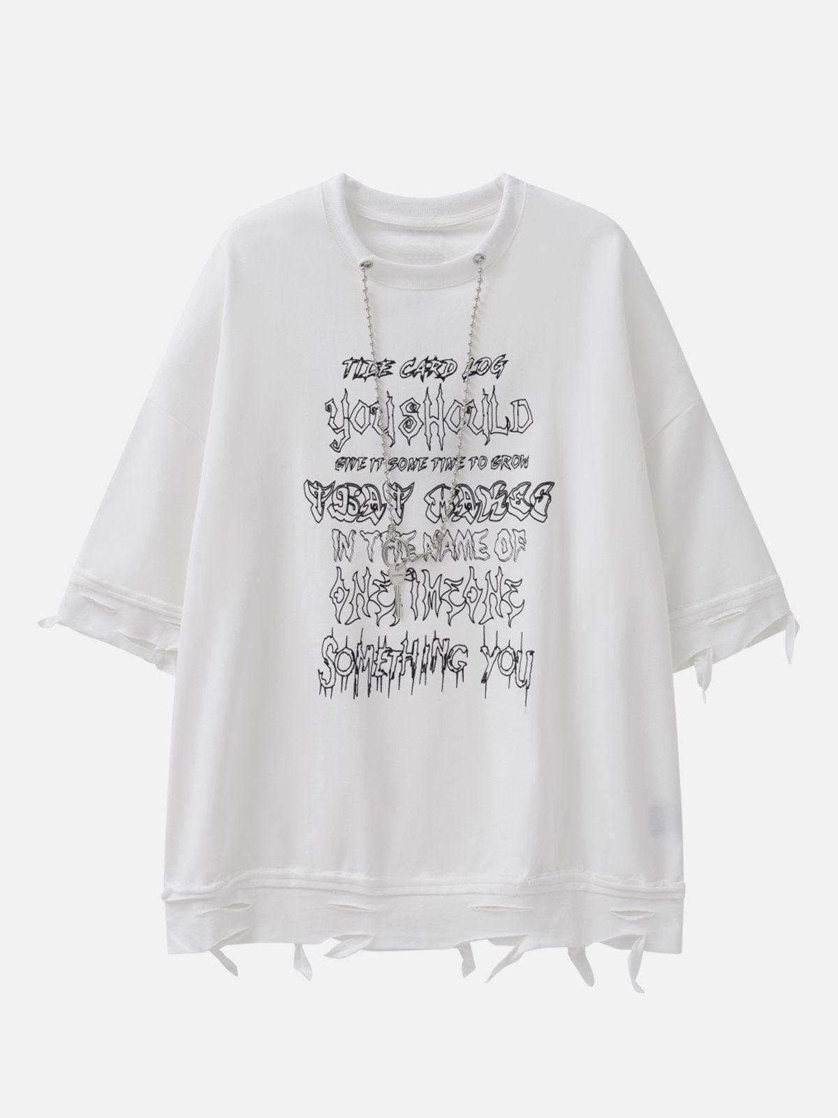 Chain Decoration Distressed Tee