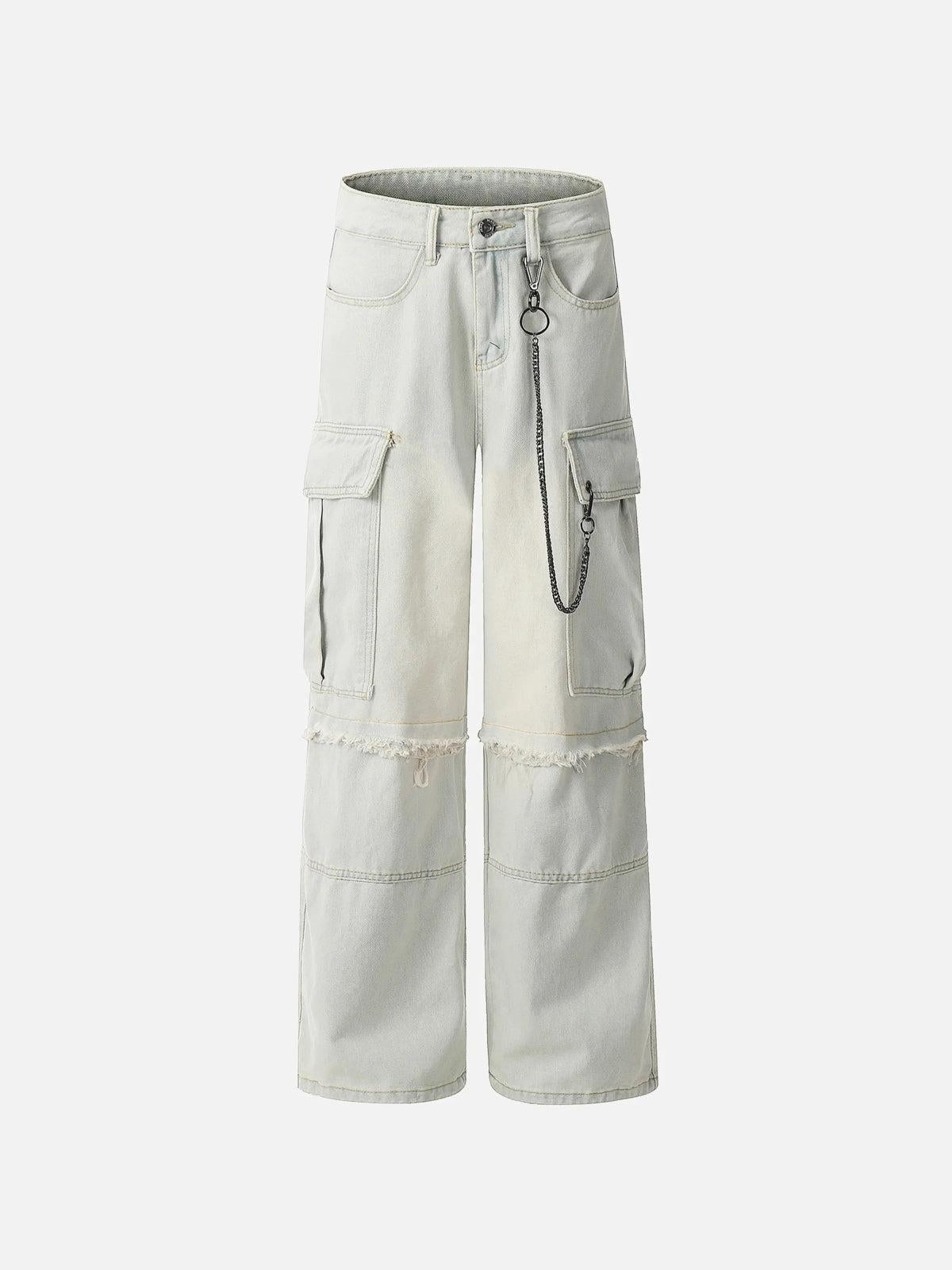 Chain Design Big Pockets Cargo Jeans