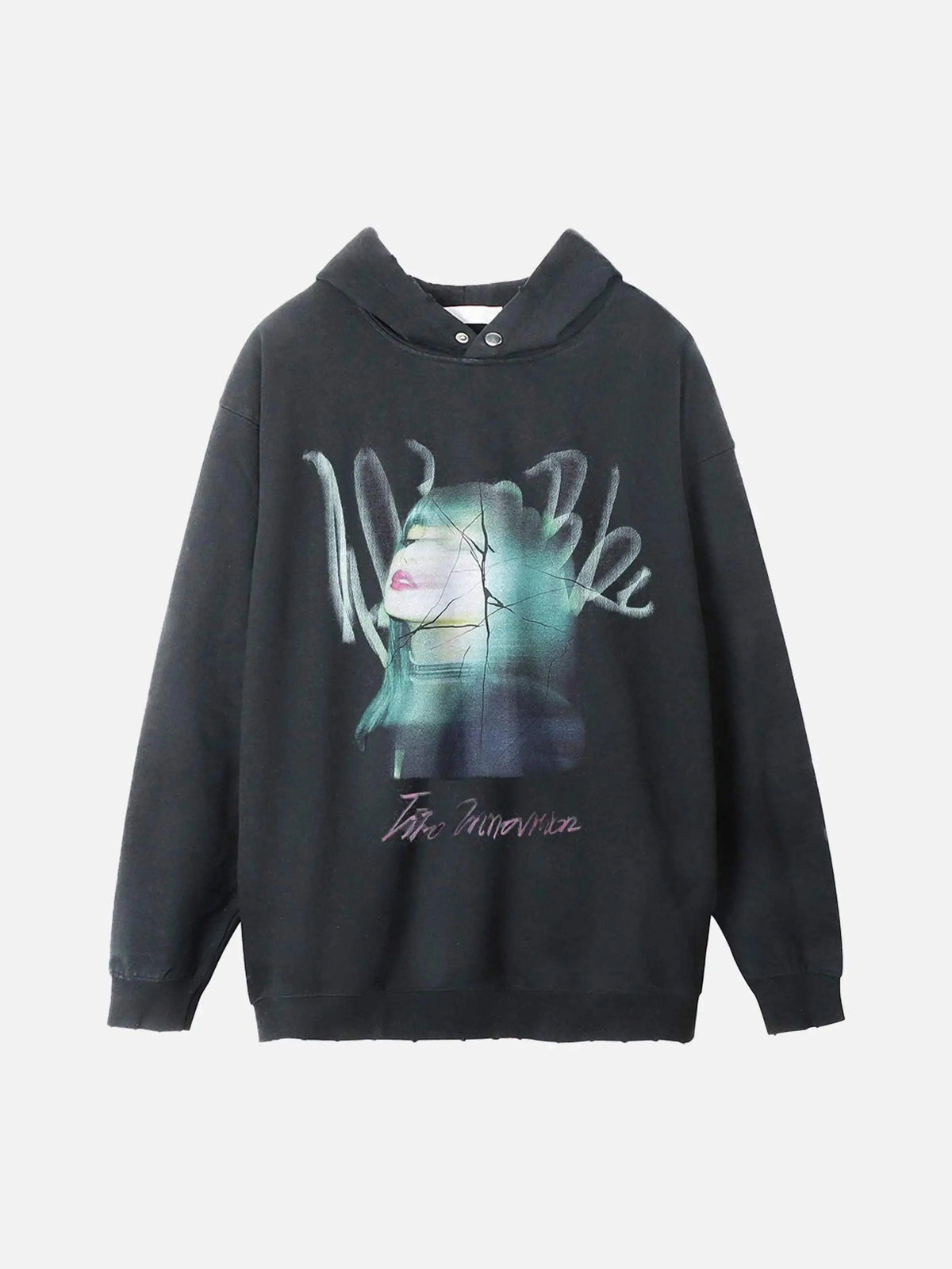 Character Portrait Old Hip-Hop Loose Worn Hoodie