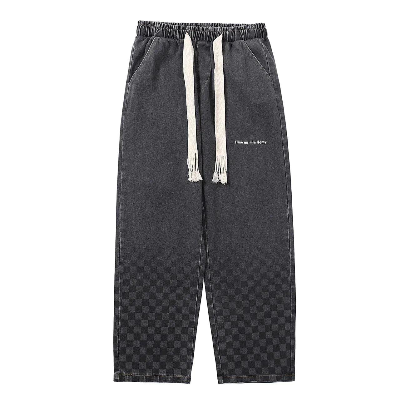 Checkerboard Print Jeans