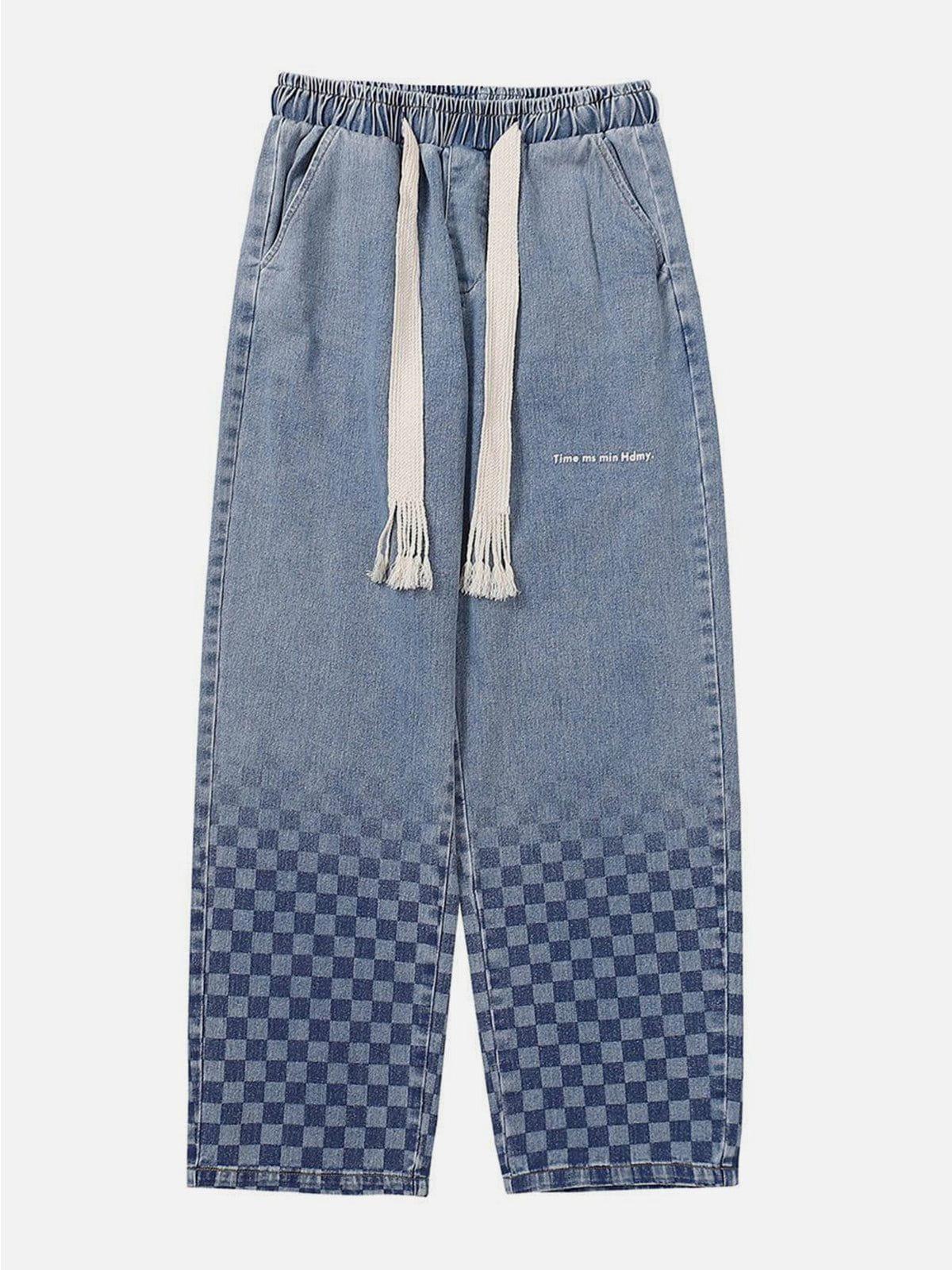 Checkerboard Print Jeans
