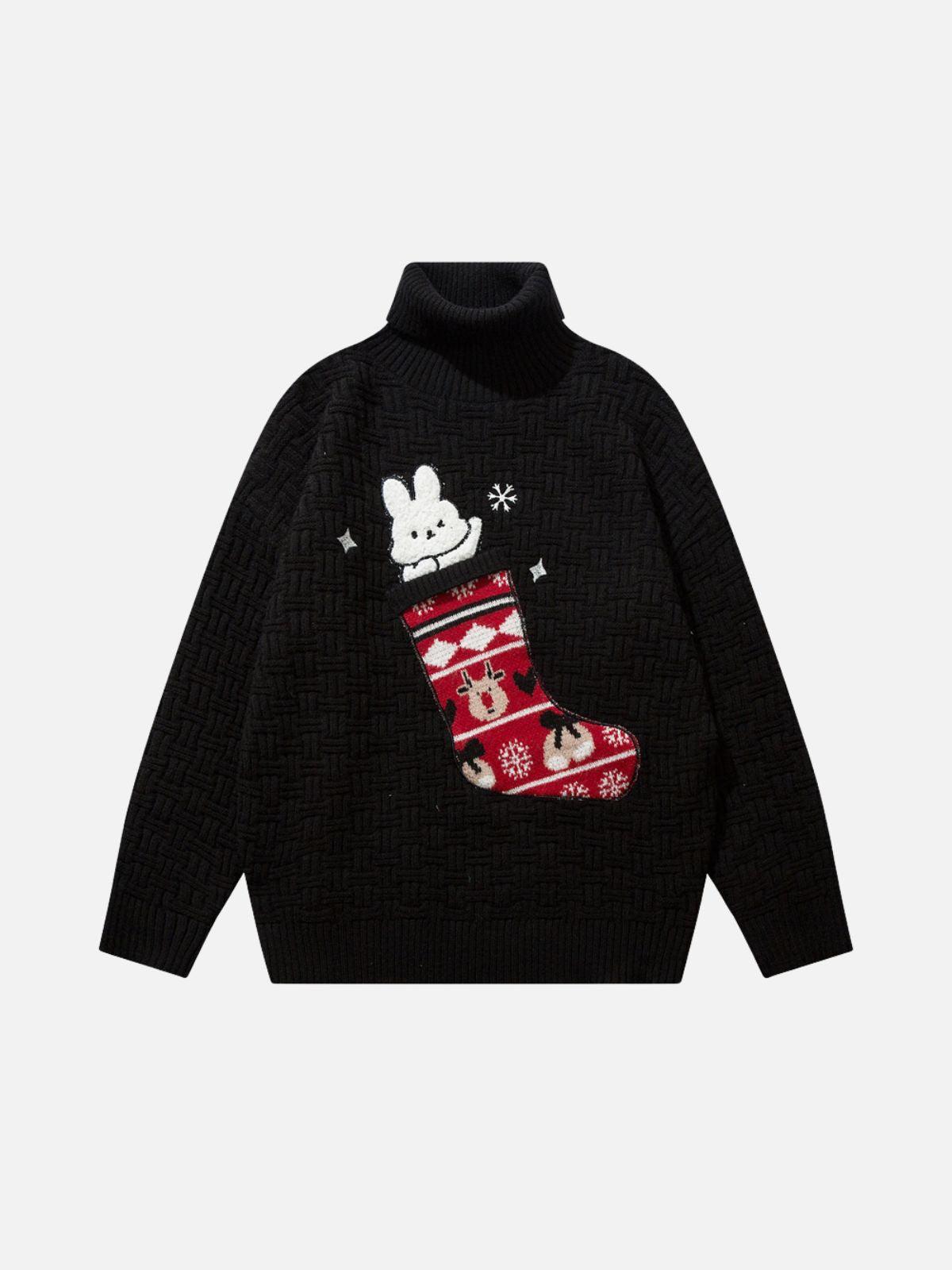 Christmas Socks and Rabbit Print Sweater