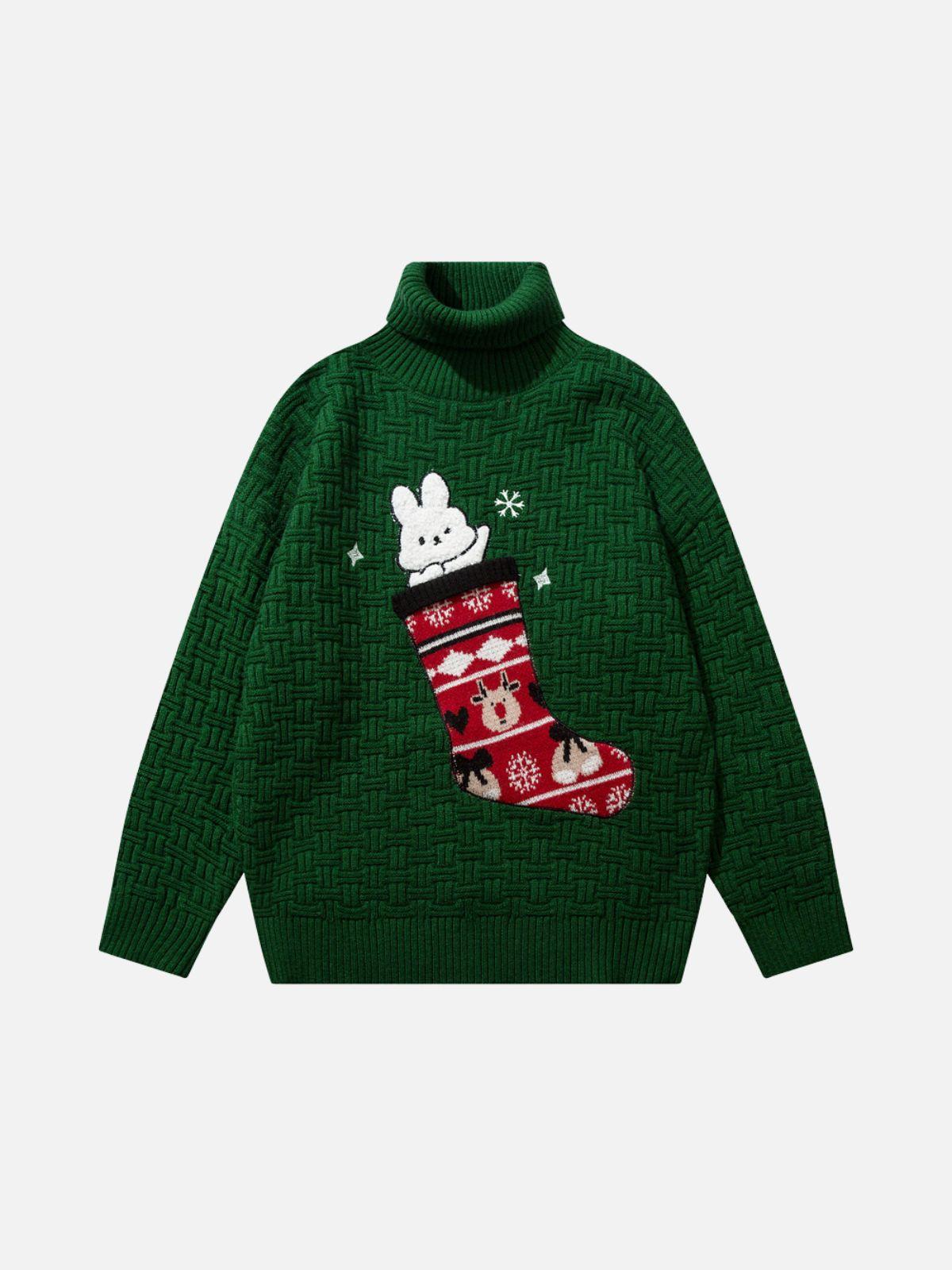 Christmas Socks and Rabbit Print Sweater