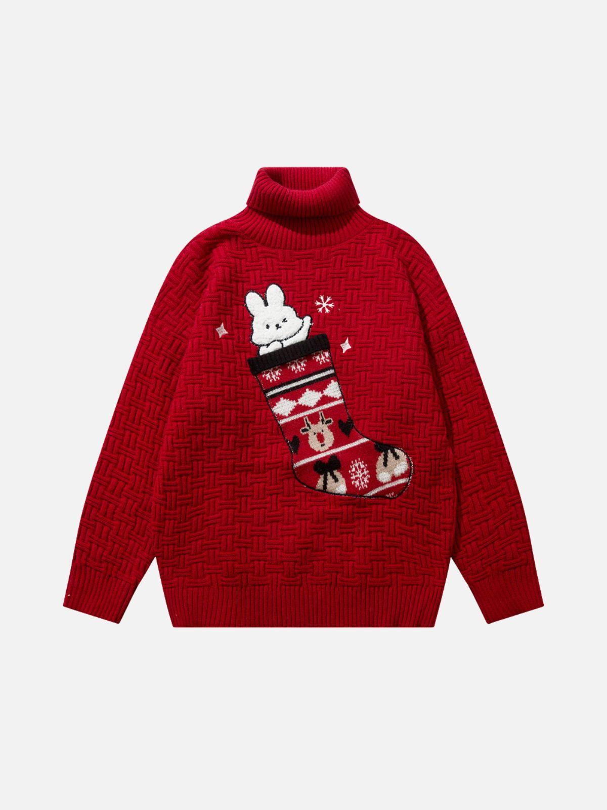 Christmas Socks and Rabbit Print Sweater