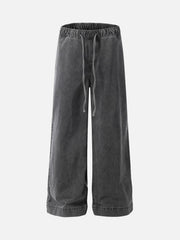 Classic Washed Drawstring Baggy Jeans